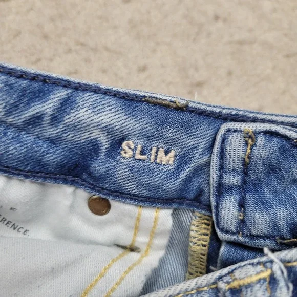 American Eagle Next Level Airflex Slim Jeans Mens 34x32 Distressed Light Wash - Picture 4 of 12